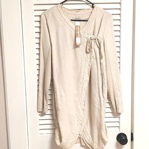 Prairie Underground Hemp Linen wrap midi dress w/pockets